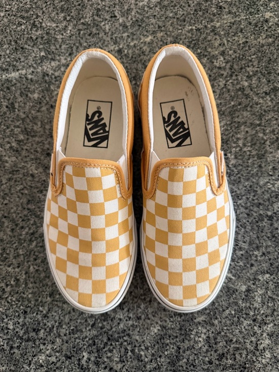 Vans Shoes - Vans Yellow Checkered Slip On Shoes